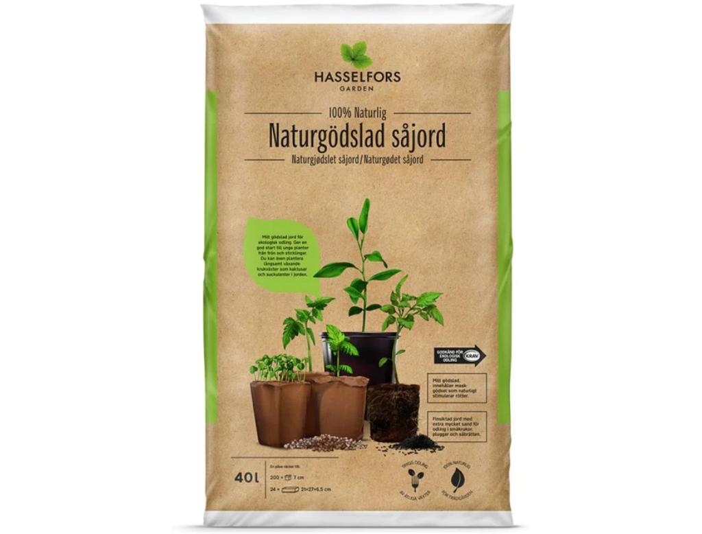 Hasselfors Garden naturgödslad såjord, 100% naturlig, 40L för odling.