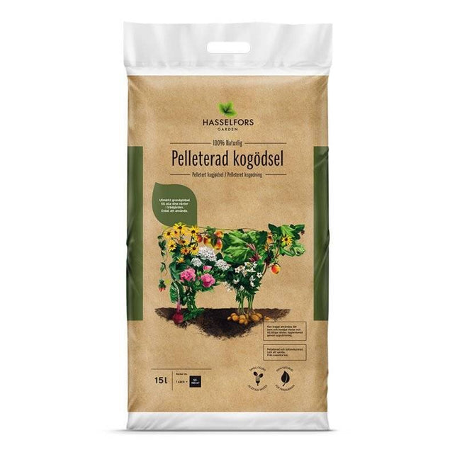 Köp Hasselfors kogödsel pelleterad, 15 liter, 36st, Halvpall - Fraktfritt Hasselfors Garden Gödsel
